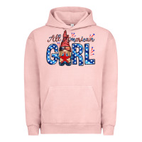 Pigment Salmon all american girl with gnome Urban Hoodie - NancyCooperArtShop