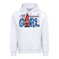 White all american girl with gnome Urban Hoodie - NancyCooperArtShop