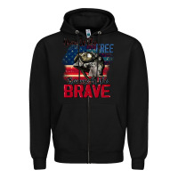Black Home of the free because of the brave 4th of july Zipper Hoodie - CowGirlArtShop