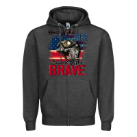 Charcoal Heather Home of the free because of the brave 4th of july Zipper Hoodie - CowGirlArtShop