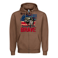 Chestnut Home of the free because of the brave 4th of july Zipper Hoodie - CowGirlArtShop