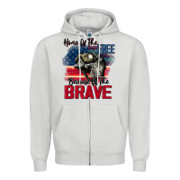 Dove Grey Home of the free because of the brave 4th of july Zipper Hoodie - CowGirlArtShop