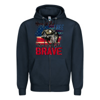 Navy Home of the free because of the brave 4th of july Zipper Hoodie - CowGirlArtShop