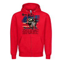 Red Home of the free because of the brave 4th of july Zipper Hoodie - CowGirlArtShop