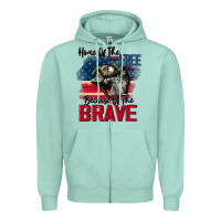 Seafoam Home of the free because of the brave 4th of july Zipper Hoodie - CowGirlArtShop