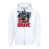 White Home of the free because of the brave 4th of july Zipper Hoodie - CowGirlArtShop