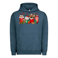 Pigment Midnight Navy christmas sloth coffee cups Urban Hoodie - MaliasSmallBusiness