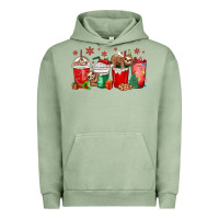 Pigment Oil Green christmas sloth coffee cups Urban Hoodie - MaliasSmallBusiness