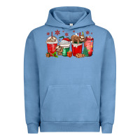 Pigment Pebble Blue christmas sloth coffee cups Urban Hoodie - MaliasSmallBusiness