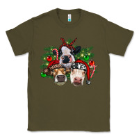 Army Green christmas cows with tree Classic Tee - RanaPortraitStore