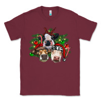 Burgundy christmas cows with tree Classic Tee - RanaPortraitStore
