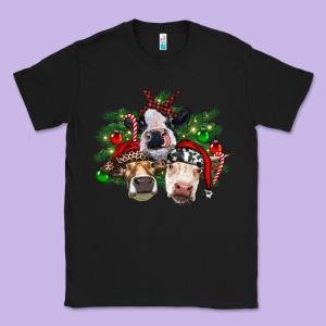 Christmas Cows With Tree Classic Tee Designed By Ranaportraitstore