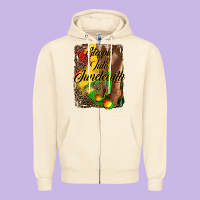 Steppin'  Into Juneteenth Zipper Hoodie Designed By Hra Design Shop