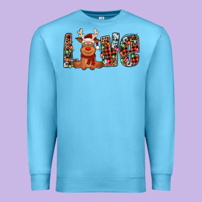 Love Christmas Reindeer Premium Sweatshirt Designed By Jasminsmagicworld
