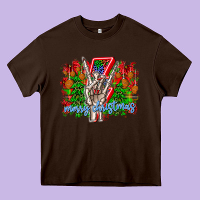 Punk Rock Merry Christmas Heavy Core Tee Designed By Cowhidedigitalart