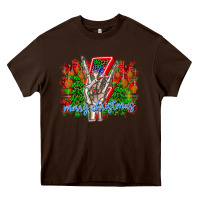 Chocolate Brown punk rock Merry Christmas Heavy Core Tee - CowhideDigitalArt