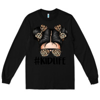 Black kid life leopard messy bun Long Sleeve Tee - texasbilliewilder
