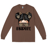 Chestnut kid life leopard messy bun Long Sleeve Tee - texasbilliewilder