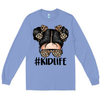 Colony Blue kid life leopard messy bun Long Sleeve Tee - texasbilliewilder