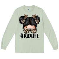 Matcha kid life leopard messy bun Long Sleeve Tee - texasbilliewilder