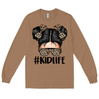 Toasted Coconut kid life leopard messy bun Long Sleeve Tee - texasbilliewilder