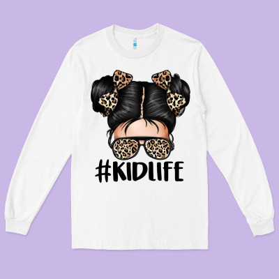 Kid Life Leopard Messy Bun Long Sleeve Tee Designed By Texasbilliewilder