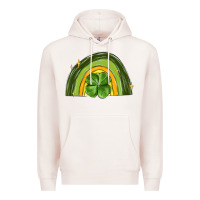 Pale Pink st patrick s day shamrock rainbow Premium Hoodie - MaliasSmallBusiness