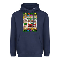 Navy christmas fueled by cocoa and christ Heavyweight Hoodie - Artiststas