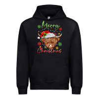 Black merry christmas cow Urban Hoodie - MaliasSmallBusiness