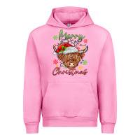 Fuchsia Pink merry christmas cow Urban Hoodie - MaliasSmallBusiness