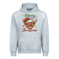 Heather Grey merry christmas cow Urban Hoodie - MaliasSmallBusiness
