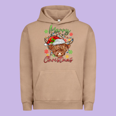 Merry Christmas Cow Urban Hoodie Designed By Maliassmallbusiness