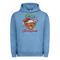 Pigment Pebble Blue merry christmas cow Urban Hoodie - MaliasSmallBusiness