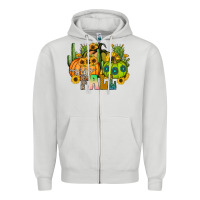 Dove Grey hello fall Zipper Hoodie - CowhideDigitalArt