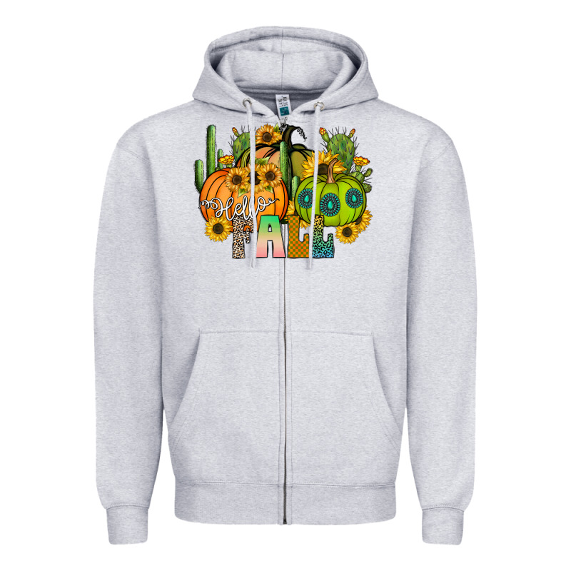Hello Fall Zipper Hoodie by CowhideDigitalArt | Teevron