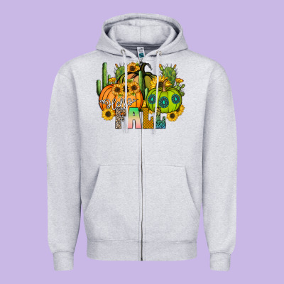 Hello Fall Zipper Hoodie Designed By Cowhidedigitalart