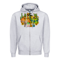 Heather Grey hello fall Zipper Hoodie - CowhideDigitalArt