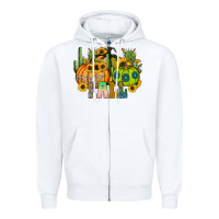 White hello fall Zipper Hoodie - CowhideDigitalArt