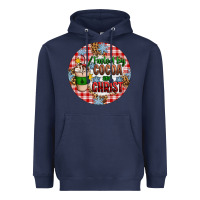 Navy christmas fueled by cocoa and christ ornament Heavyweight Hoodie - Artiststas