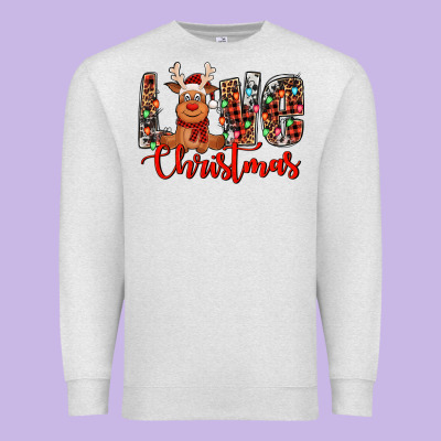 Love Christmas Reindeer Premium Sweatshirt Designed By Jasminsmagicworld