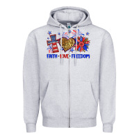 Heather Grey faith love freedom Zipper Hoodie - Neo Western