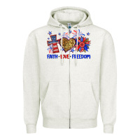 Oatmeal Heather faith love freedom Zipper Hoodie - Neo Western