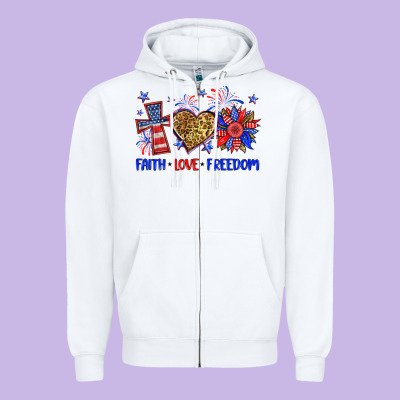 Faith Love Freedom Zipper Hoodie Designed By Neo Western