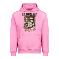 Fuchsia Pink im trying but tired Urban Hoodie - MaliasSmallBusiness