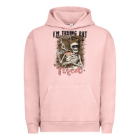 Pigment Salmon im trying but tired Urban Hoodie - MaliasSmallBusiness