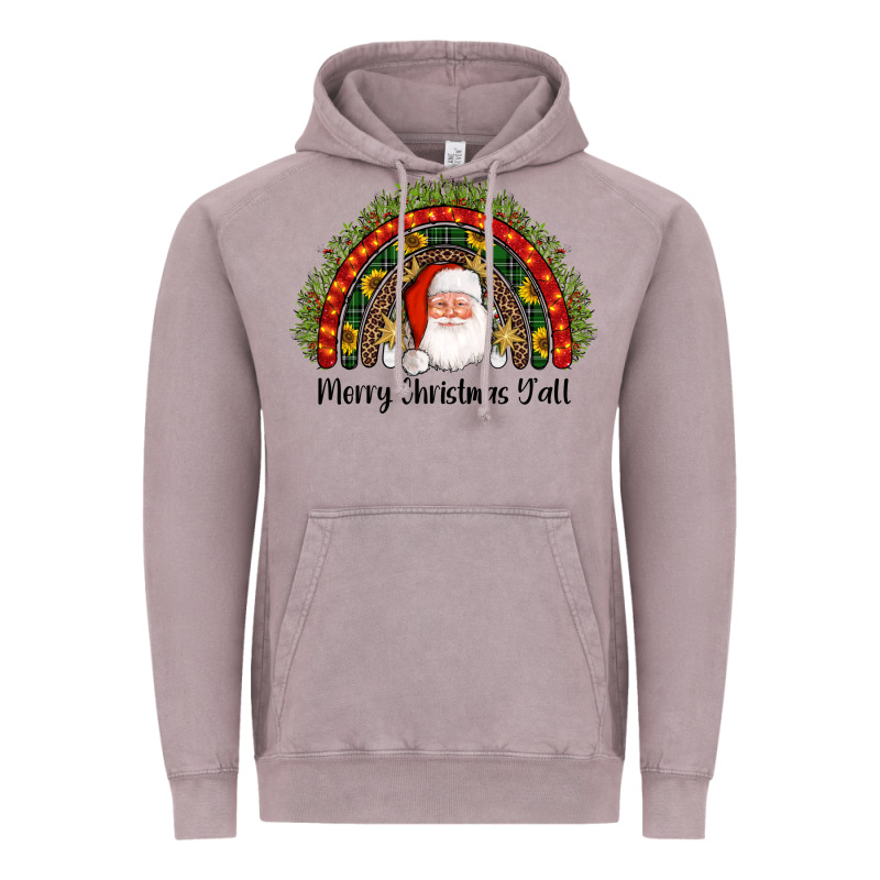 Merry Christmas Y'all Santa Rainbow Vintage Hoodie by AdoDesignShop | Teevron