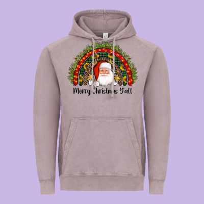 Merry Christmas Y'all Santa Rainbow Vintage Hoodie Designed By Adodesignshop
