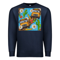 Navy school bus seamless pattern Premium Sweatshirt - BundleAndBundleShop