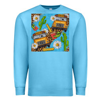 Ocean Blue school bus seamless pattern Premium Sweatshirt - BundleAndBundleShop