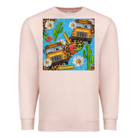 Pale Pink school bus seamless pattern Premium Sweatshirt - BundleAndBundleShop